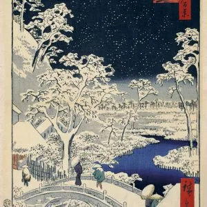 the drum bridge and sunset hill at meguro poster