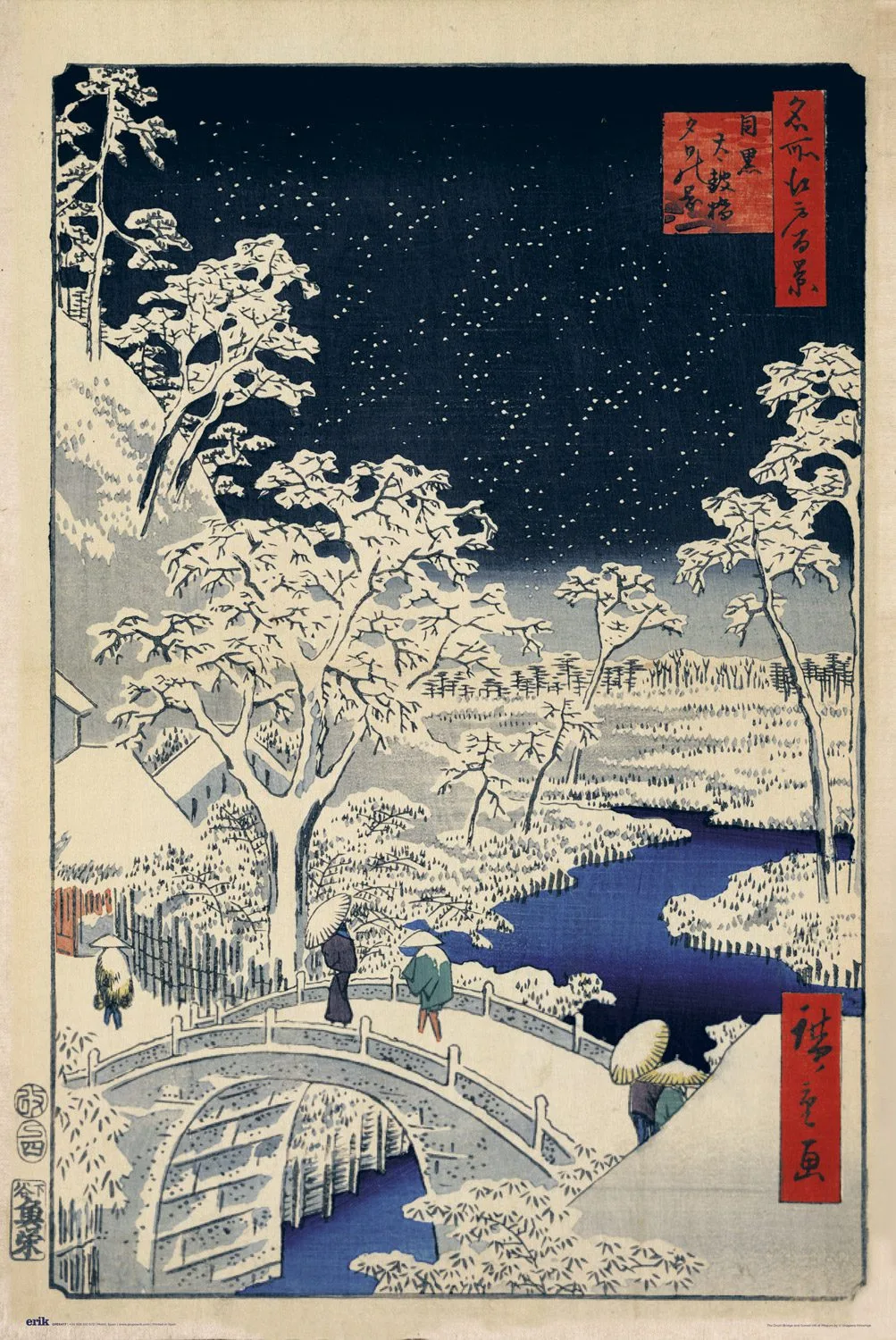 the drum bridge and sunset hill at meguro poster