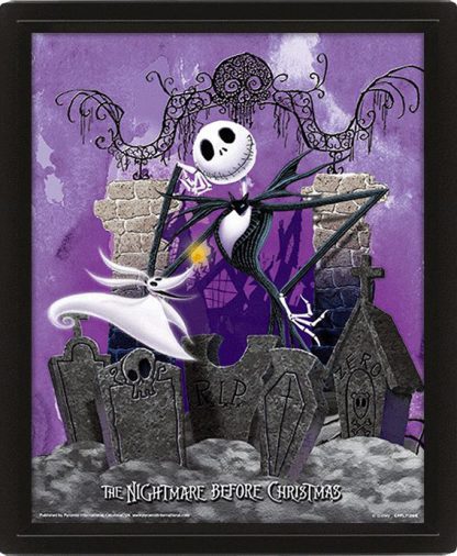 The Nightmare Before Christmas (Graveyard) Framed 20x25cm 3D Lenticular Print