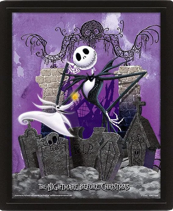 The Nightmare Before Christmas (Graveyard) Framed 20x25cm 3D Lenticular Print